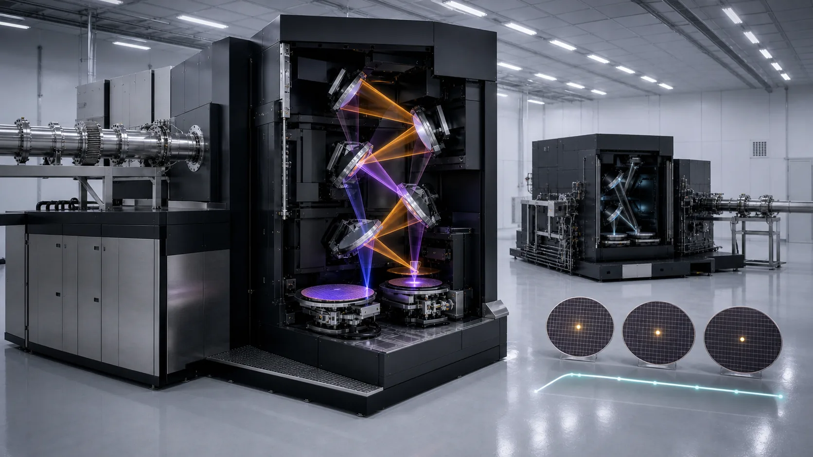 Q6 Sentinel concept shown larger and illuminated in amber and violet while the E13 machine recedes, illustrating the outcome where Gate A passes and Gate B finds a material floor.